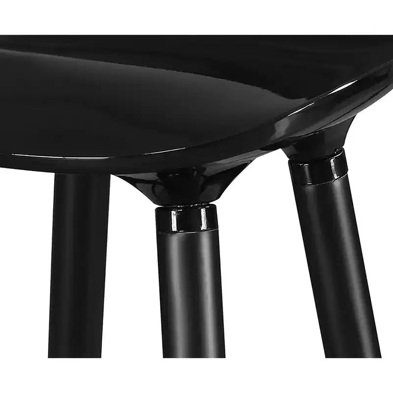 Tabouret de bar noir : d'inspiration vintage, dossier bas, pieds en bois, hauteur fixe