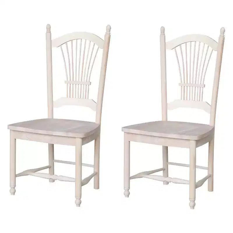 International Concepts Set Of 2 Sheafback Chair Unfinished: Hardwood Frame, Farmhouse Style, 225 lbs Capacity