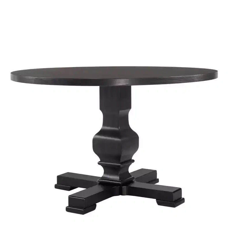 Table de salle à manger ronde à pied central noire