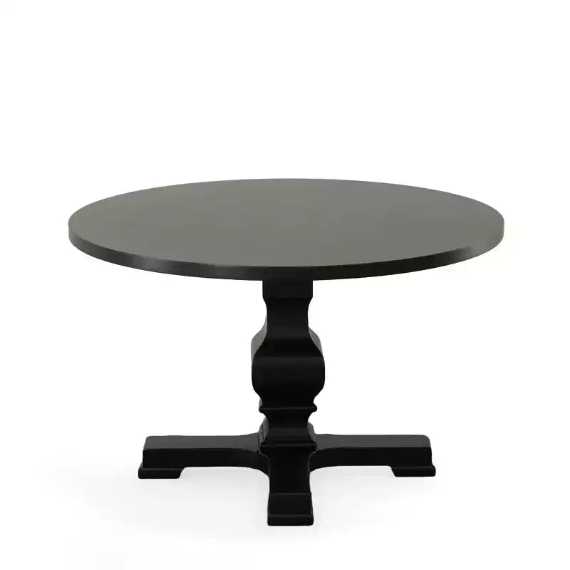 Table de salle à manger ronde à pied central noire