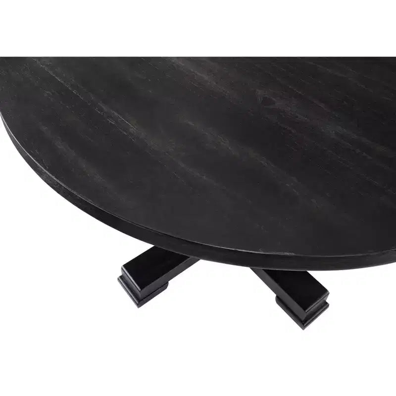 Table de salle à manger ronde à pied central noire