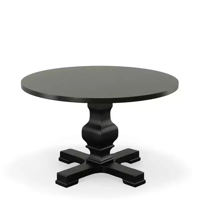 Table de salle à manger ronde à pied central noire