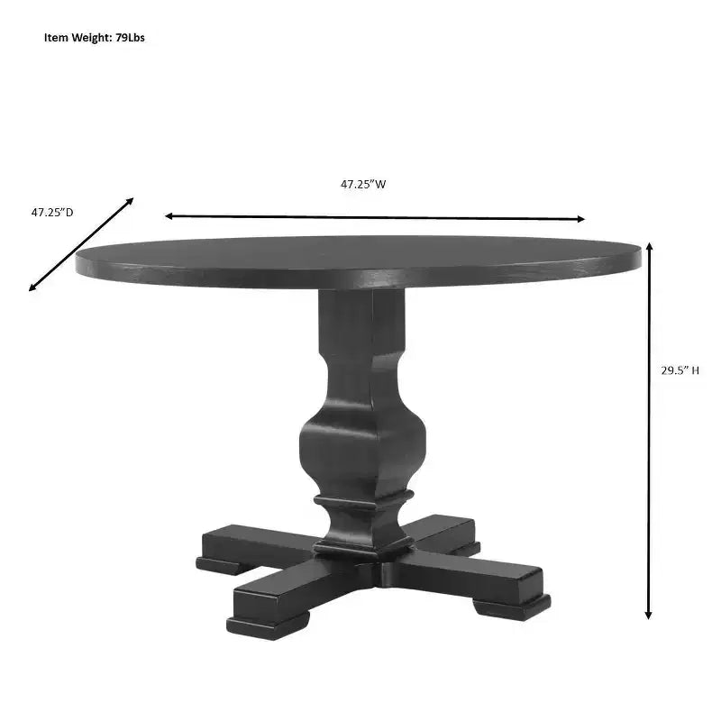 Table de salle à manger ronde à pied central noire
