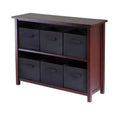 30&amp;#34; 2 Shelf Verona Storage with 6 Baskets Walnut/Black - Winsome: Mid-Century Hardwood Organizer, Tools Provided