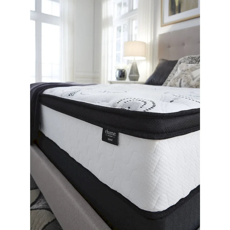 Signature Design by Ashley Chime 12 Inch Hybrid Black/White 2-Piece Mattress Package