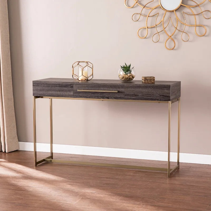 SEI Furniture Akela Transitional Wood Console Table with Storage