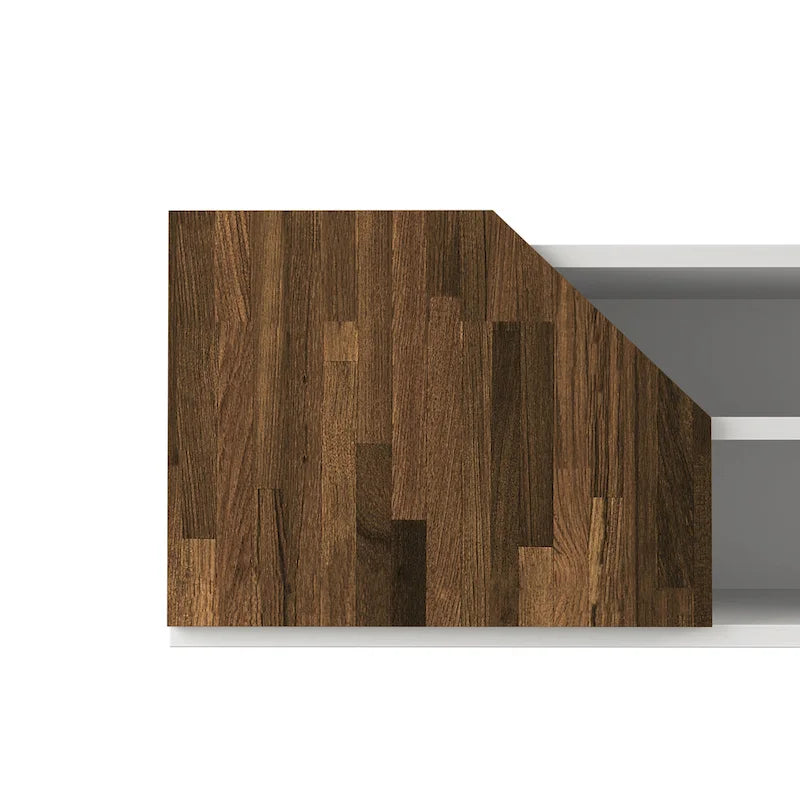 DH BASIC Transitional White 61-inch Two-tone 4-Shelf Floating TV Stand by Denhour