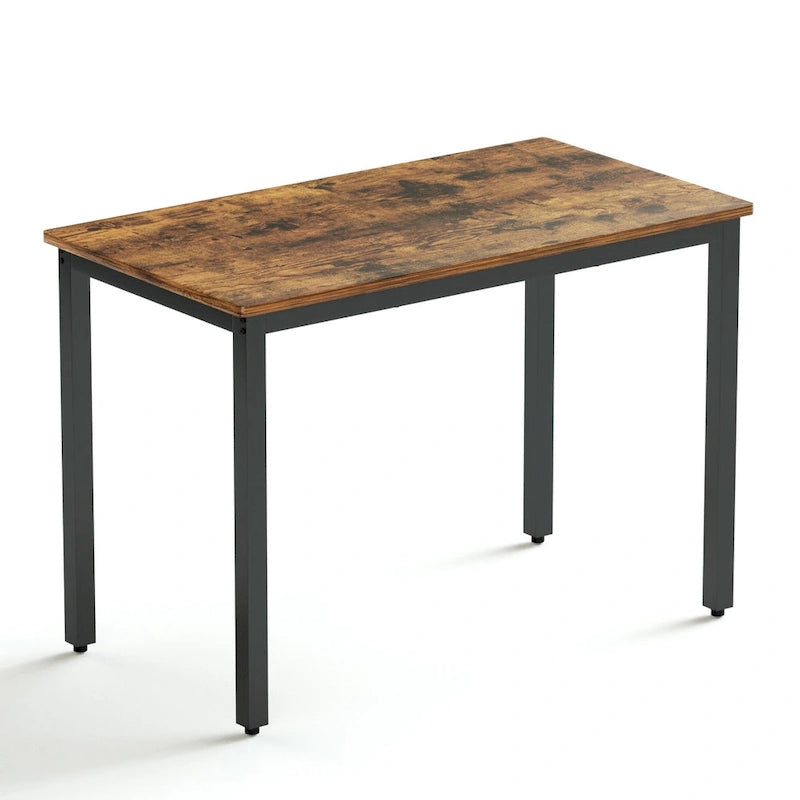 3-Piece Dining Table Set, Rectangular Dining Table with 2 Benches, Rustic Brown and Black