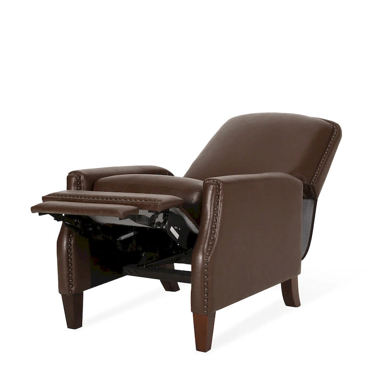 Cavanaugh Upholstered Pushback Recliner with Nailhead Trim by Christopher Knight Home