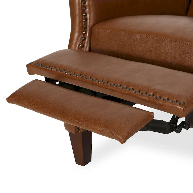Cavanaugh Upholstered Pushback Recliner with Nailhead Trim by Christopher Knight Home