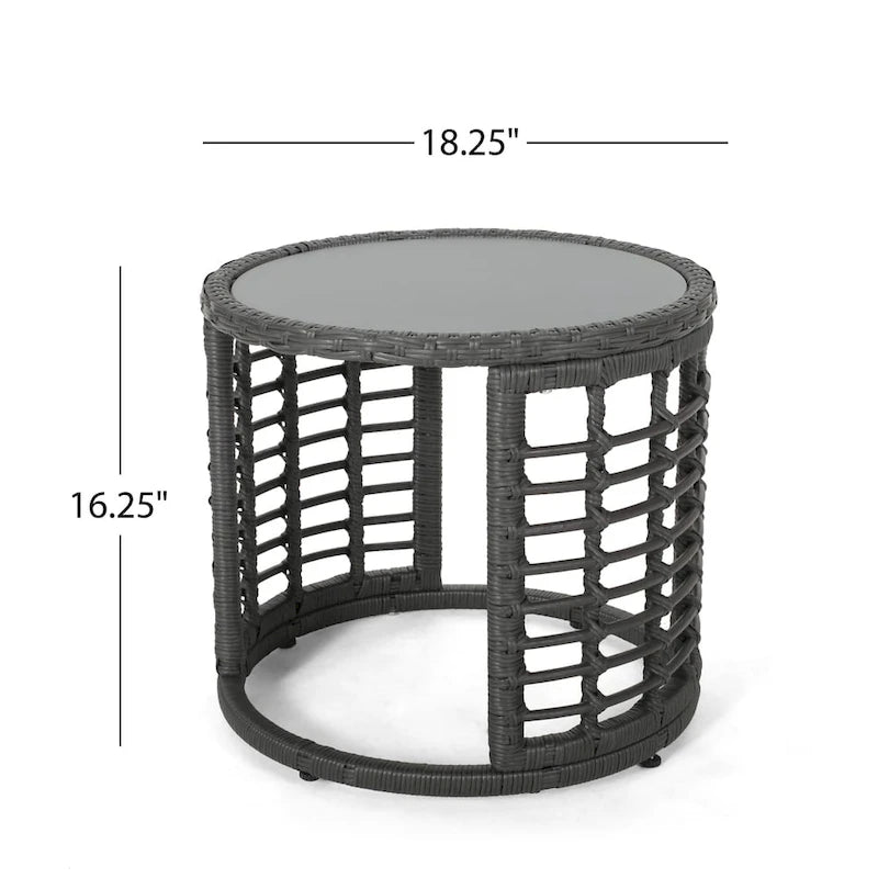 Chadbourne Indoor Modern Boho Wicker Chat Set with Side Table by Christopher Knight Home
