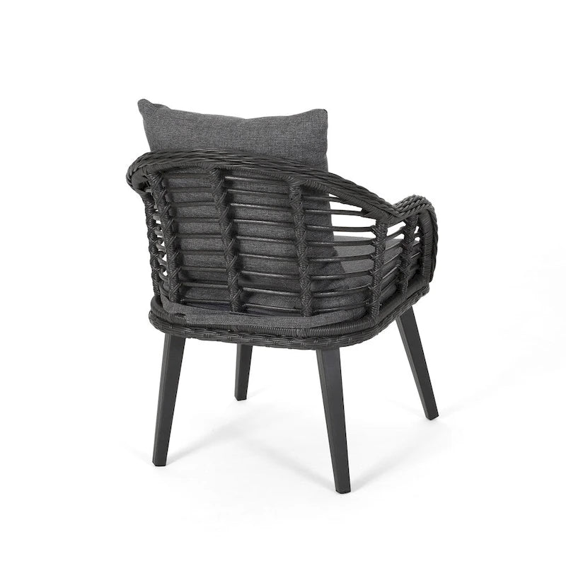 Chadbourne Indoor Modern Boho Wicker Chat Set with Side Table by Christopher Knight Home
