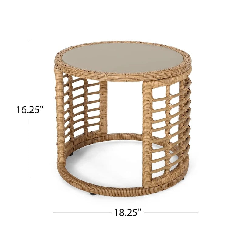 Chadbourne Indoor Modern Boho Wicker Chat Set with Side Table by Christopher Knight Home