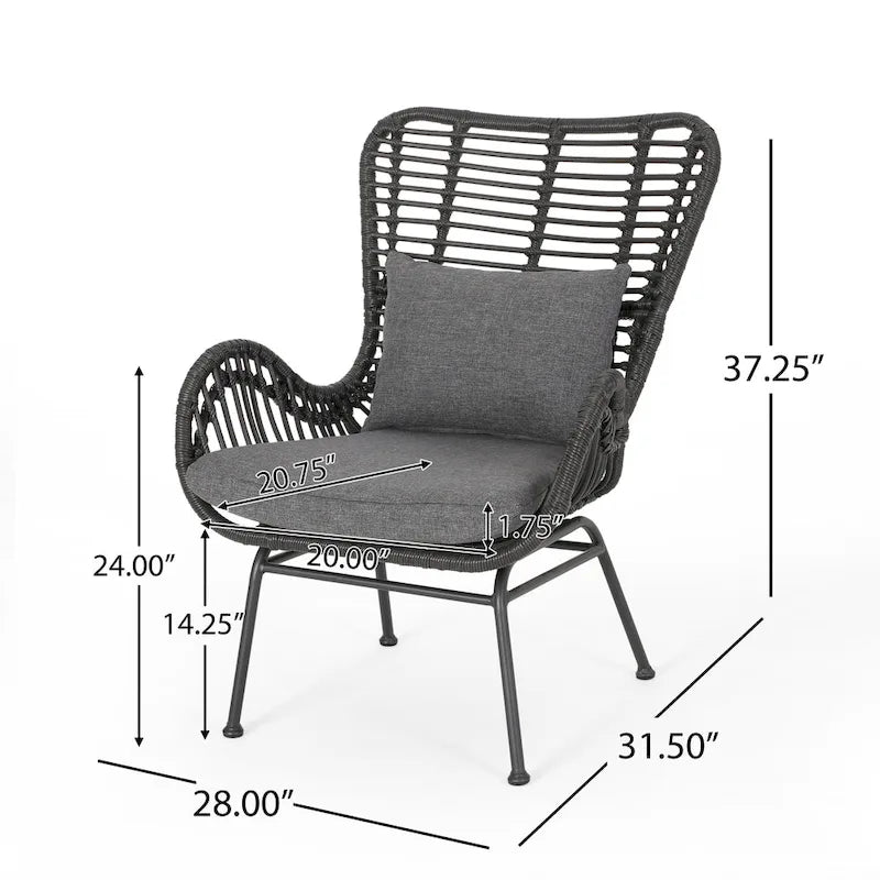 Chalet Outdoor Modern Boho Wicker Chat Set with Ottomans by Christopher Knight Home
