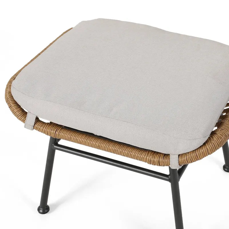 Chalet Outdoor Modern Boho Wicker Chat Set with Ottomans by Christopher Knight Home