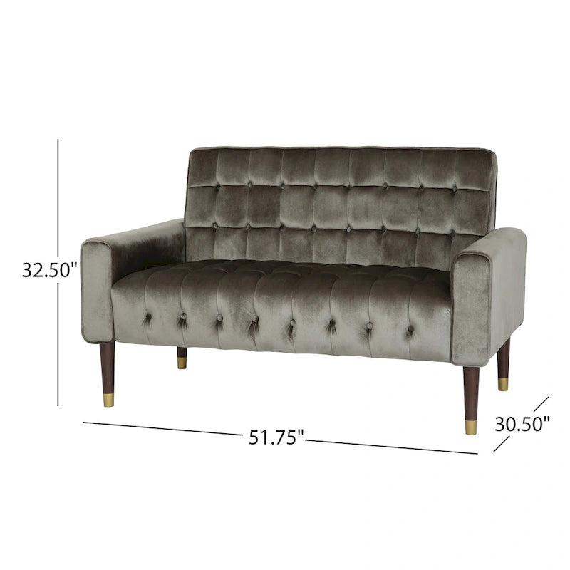 Harnett Tufted Velvet Tapered Leg Loveseat by Christopher Knight Home