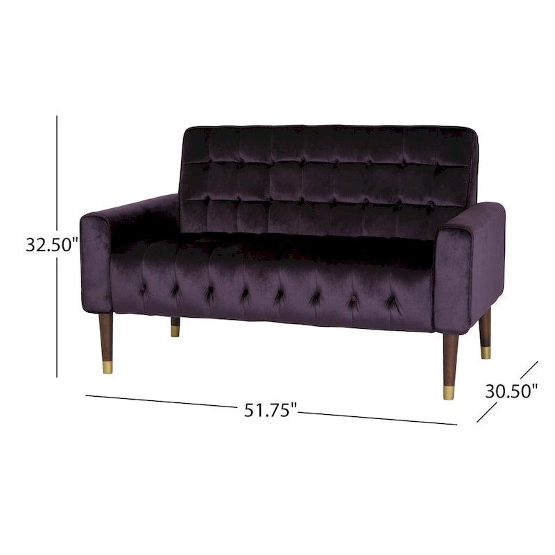 Harnett Tufted Velvet Tapered Leg Loveseat by Christopher Knight Home