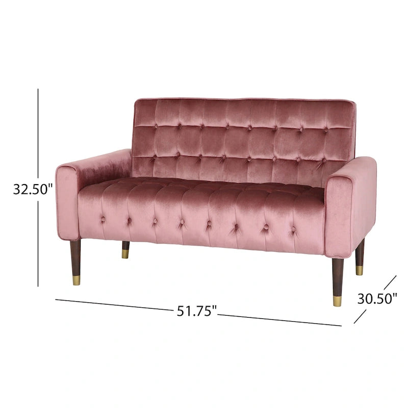 Harnett Tufted Velvet Tapered Leg Loveseat by Christopher Knight Home