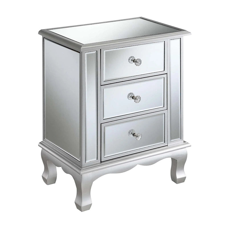 Convenience Concepts Gold Coast Vineyard Mirrored 3 Drawer End Table