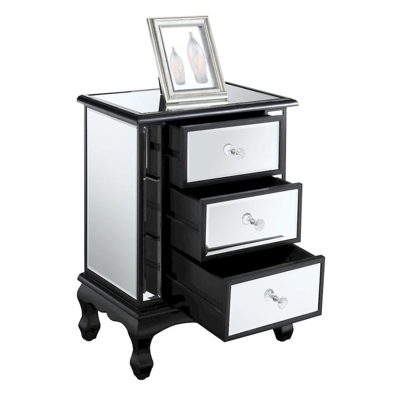 Convenience Concepts Gold Coast Vineyard Mirrored 3 Drawer End Table