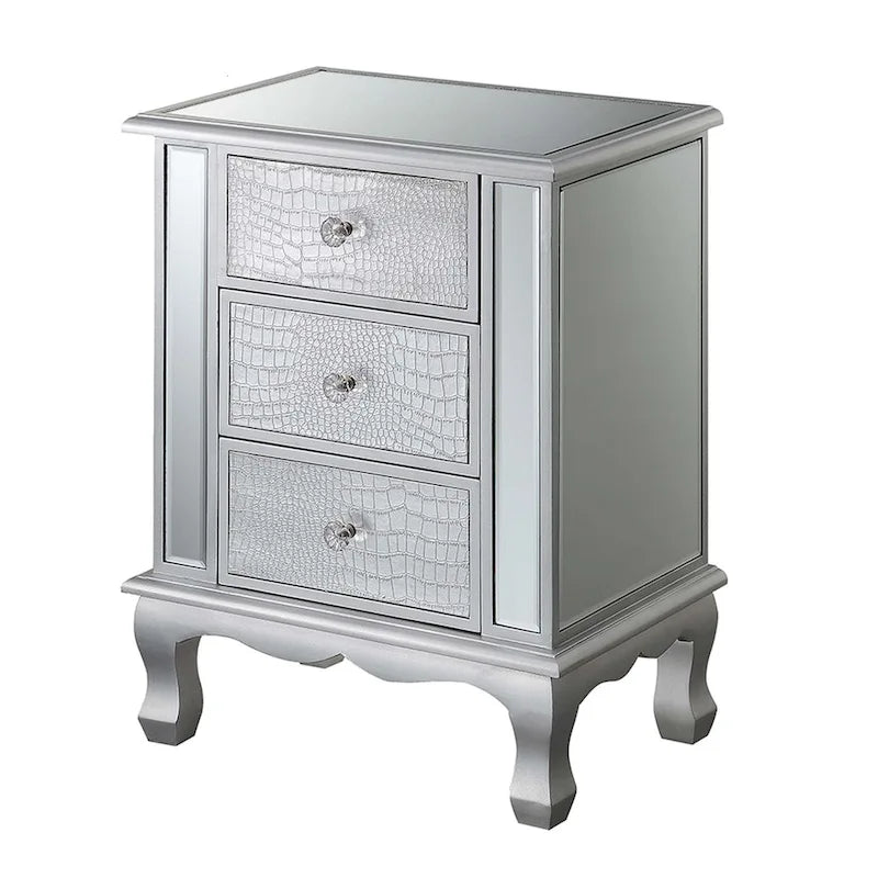 Convenience Concepts Gold Coast Vineyard Mirrored 3 Drawer End Table