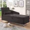 Agra Transitional Grey Fabric Upholstered Buton Tufted Chaise by Furniture of America