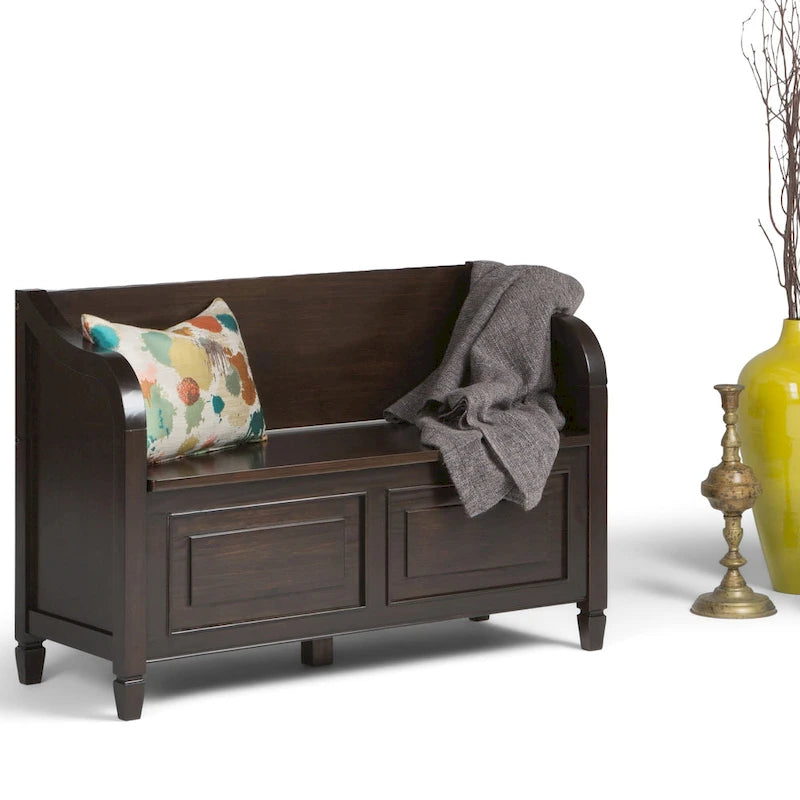 WYNDENHALL Hampshire SOLID WOOD 42 inch Wide Traditional Entryway Storage Bench - 42 W x 18 D x 29.5 H