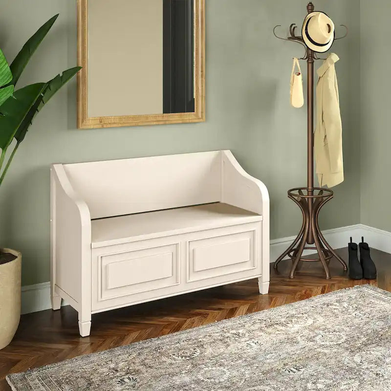 WYNDENHALL Hampshire SOLID WOOD 42 inch Wide Traditional Entryway Storage Bench - 42 W x 18 D x 29.5 H