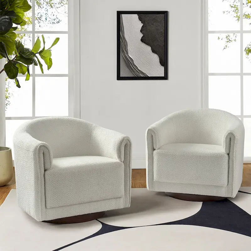 Jeffrey Transitional Comfortable Upholstered Swivel Chair Set of 2 by HULALA HOME
