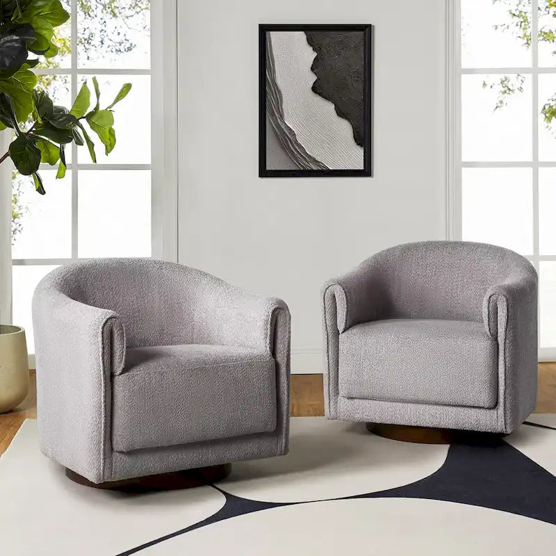 Jeffrey Transitional Comfortable Upholstered Swivel Chair Set of 2 by HULALA HOME