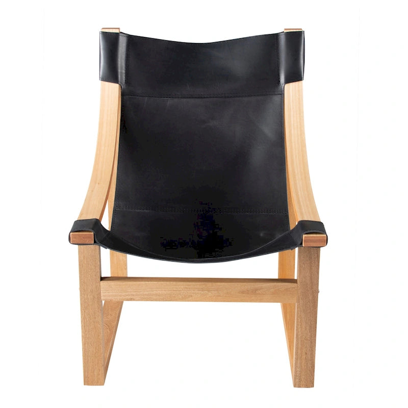 Steve Silver Logan Top Grain Leather and Solid Wood Sling Accent Chair