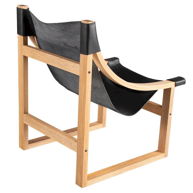 Steve Silver Logan Top Grain Leather and Solid Wood Sling Accent Chair