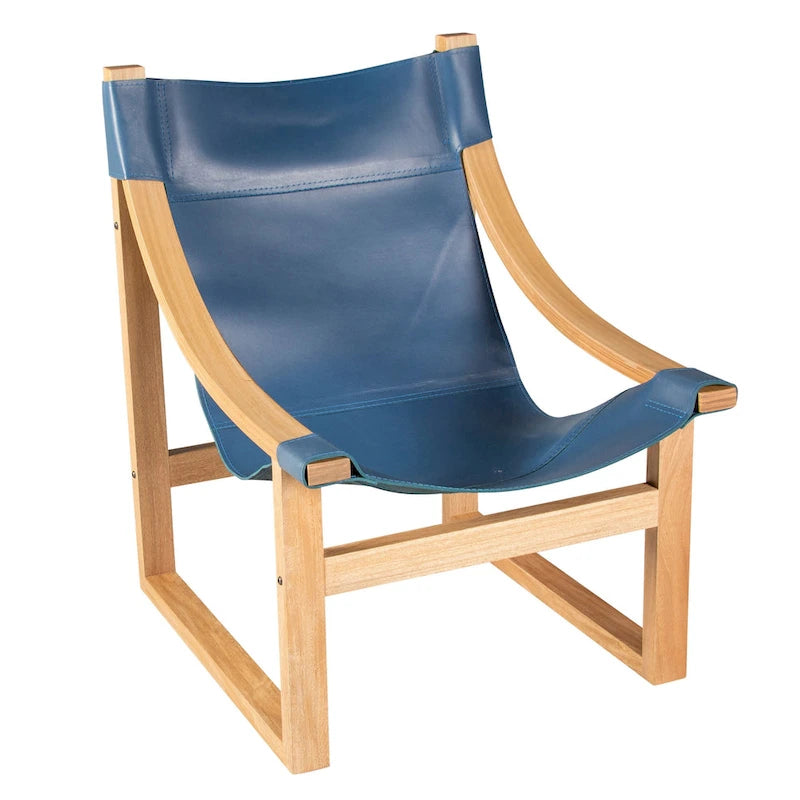 Steve Silver Logan Top Grain Leather and Solid Wood Sling Accent Chair