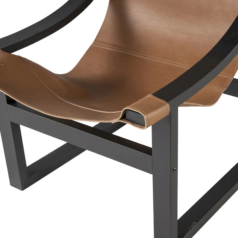 Steve Silver Logan Top Grain Leather and Solid Wood Sling Accent Chair