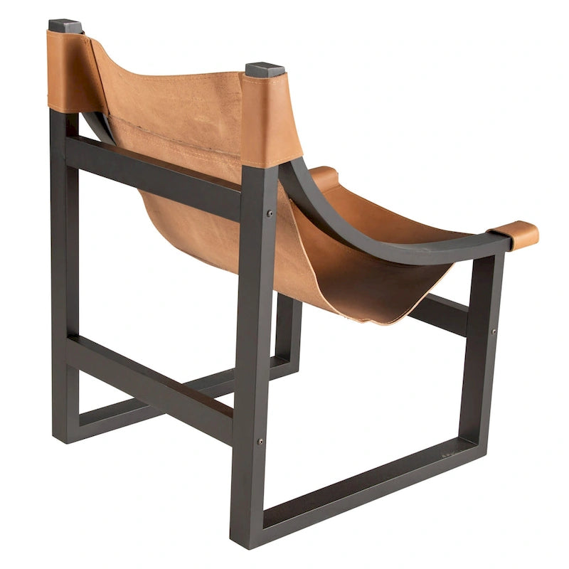 Steve Silver Logan Top Grain Leather and Solid Wood Sling Accent Chair
