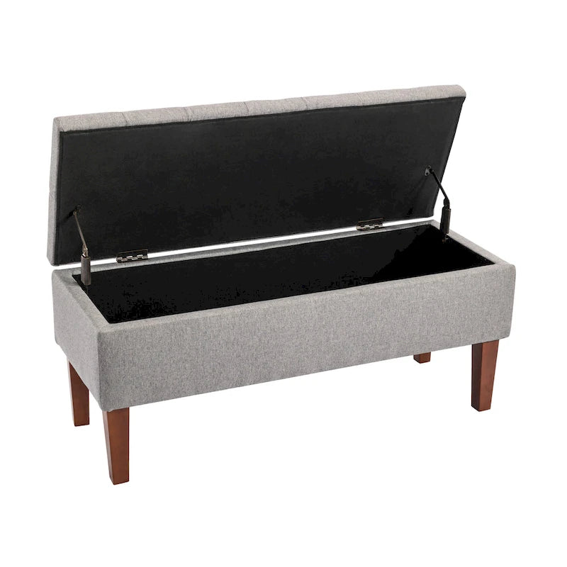 Porthos Home Ugo Fabric Storage Ottoman Bench with Rubberwood Legs