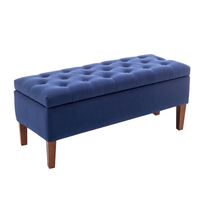 Porthos Home Ugo Fabric Storage Ottoman Bench with Rubberwood Legs