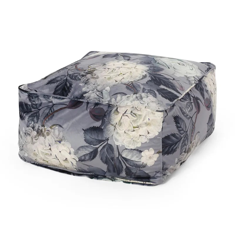 Reigle Traditional Medium Fabric Flower Print Cube Pouf by Christopher Knight Home