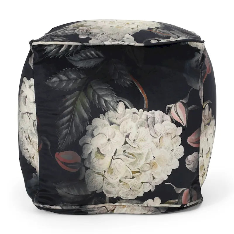 Reigle Traditional Medium Fabric Flower Print Cube Pouf by Christopher Knight Home
