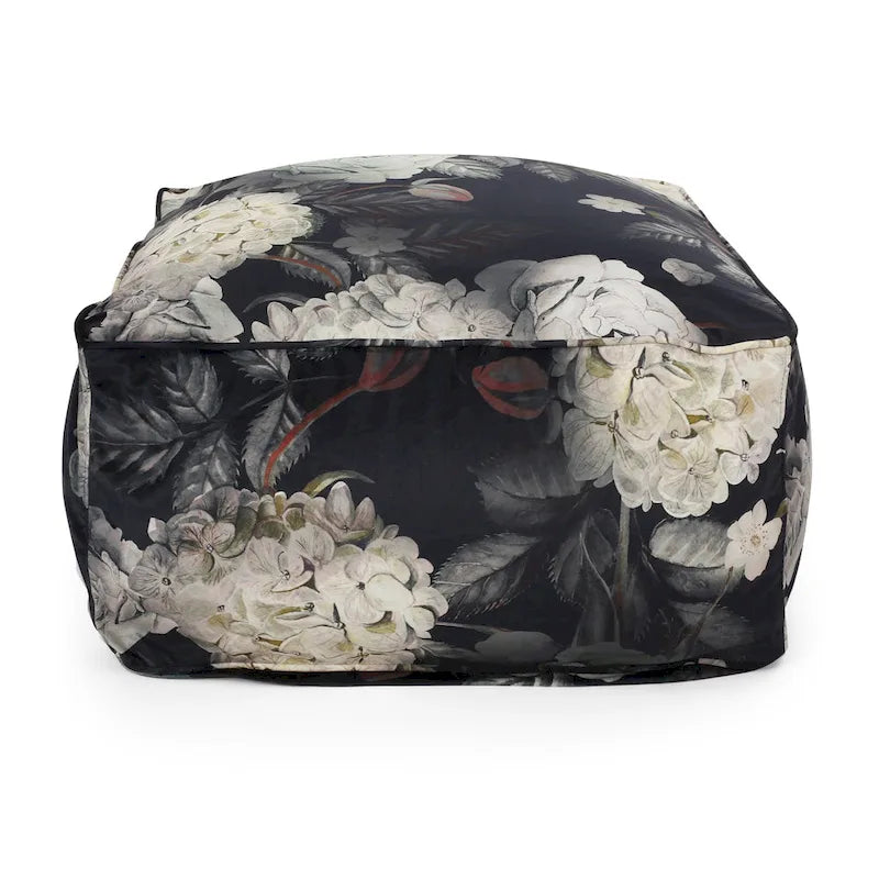 Reigle Traditional Medium Fabric Flower Print Cube Pouf by Christopher Knight Home