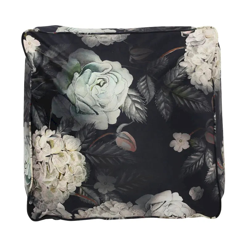 Reigle Traditional Medium Fabric Flower Print Cube Pouf by Christopher Knight Home