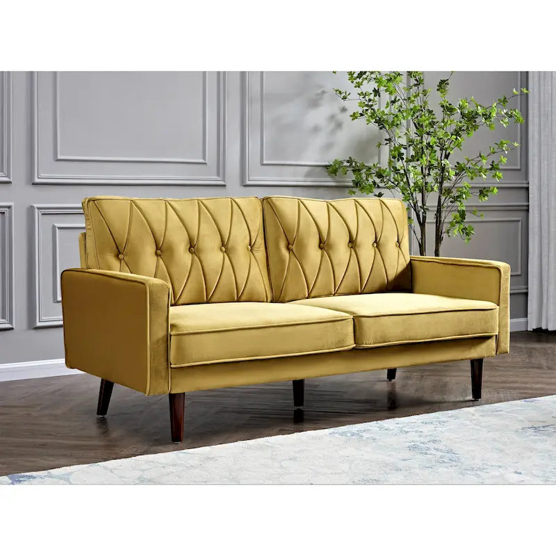 Feemster 69.3 Wide Velvet Tufted Cushion Back Sofa