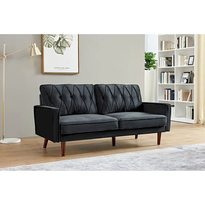 Feemster 69.3 Wide Velvet Tufted Cushion Back Sofa