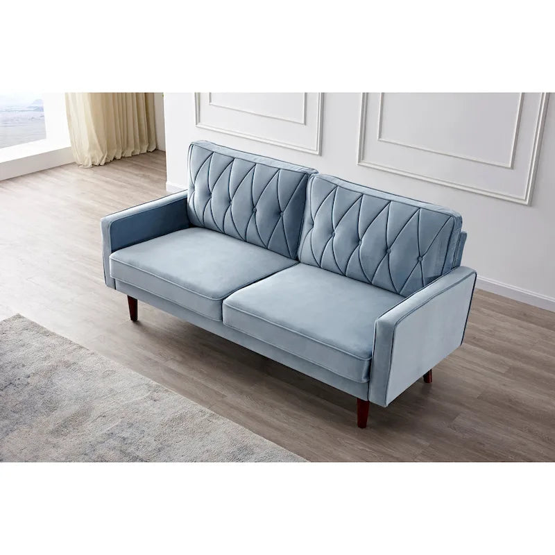 Feemster 69.3 Wide Velvet Tufted Cushion Back Sofa