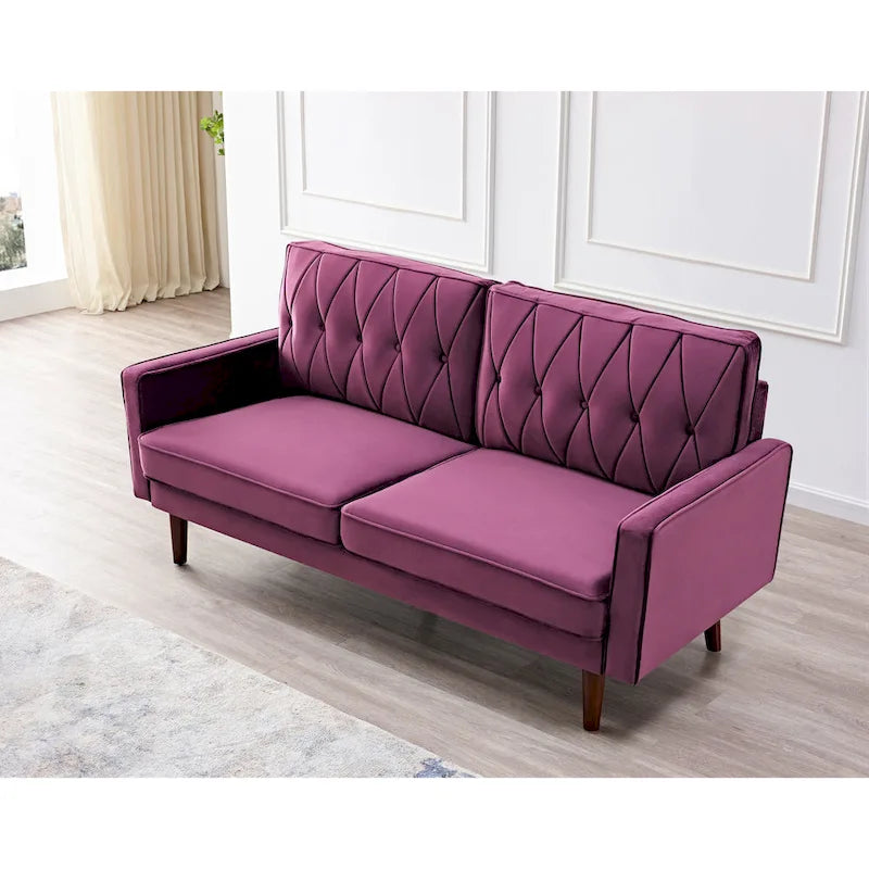 Feemster 69.3 Wide Velvet Tufted Cushion Back Sofa