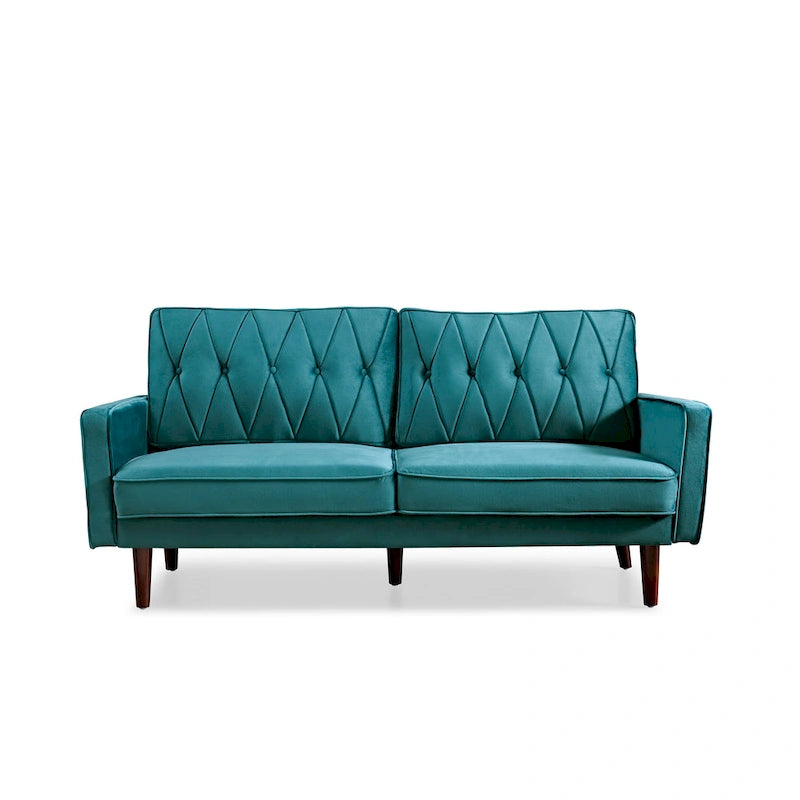 Feemster 69.3 Wide Velvet Tufted Cushion Back Sofa