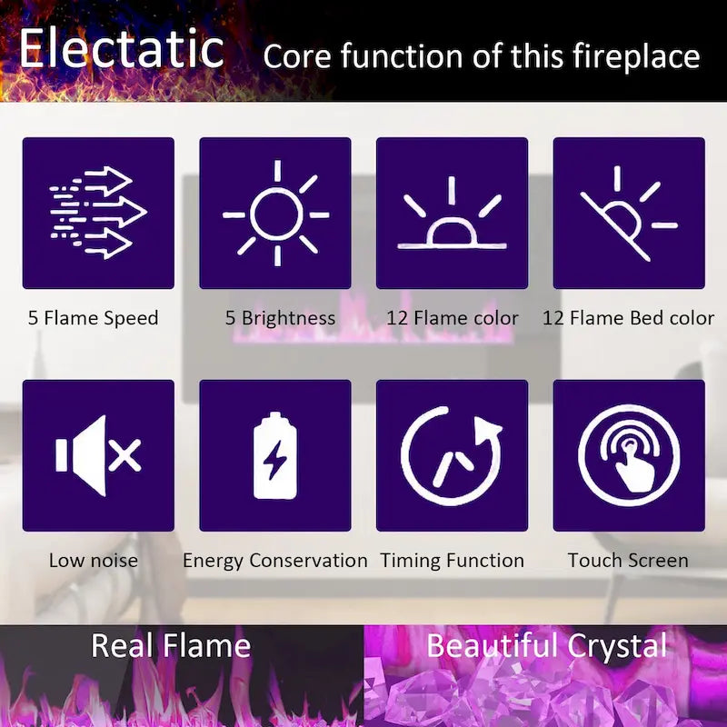 Entertainment Center with Fireplace Option:2 Flame Modes1500W 68.9W