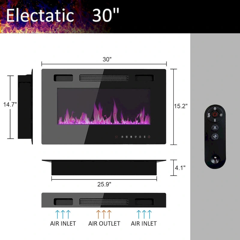 Entertainment Center with Fireplace Option:2 Flame Modes1500W 68.9W