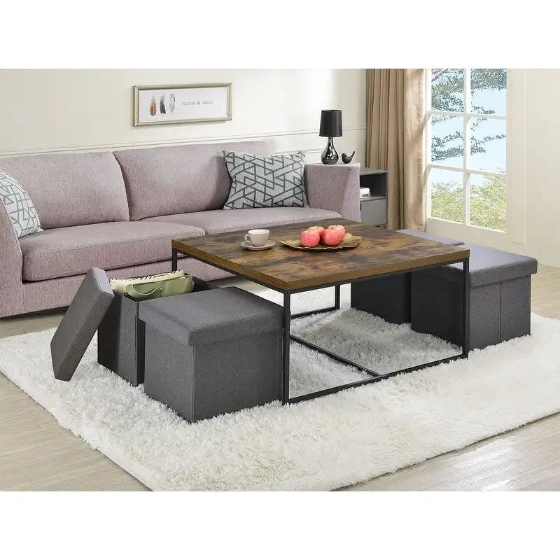Caitlin Wood Grain 5 Piece Coffee Table Set