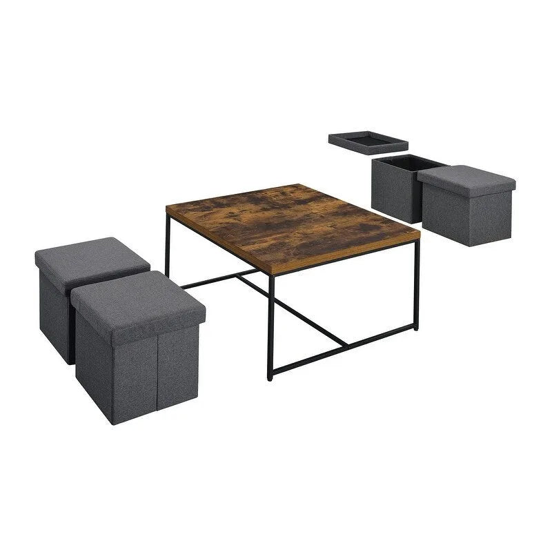Caitlin Wood Grain 5 Piece Coffee Table Set